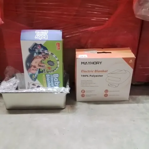 PALLET OF ASSORTED HOUSEHOLD GOODS AND PRODUCTS TO INCLUDE;ELECTRIC BLANKET,CAT LITTER TRAY,BABY FITNESS BLANKET 