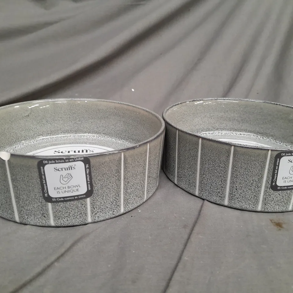 SCRUFFS FOOD BOWL DUO IN PINSTRIPE GREY