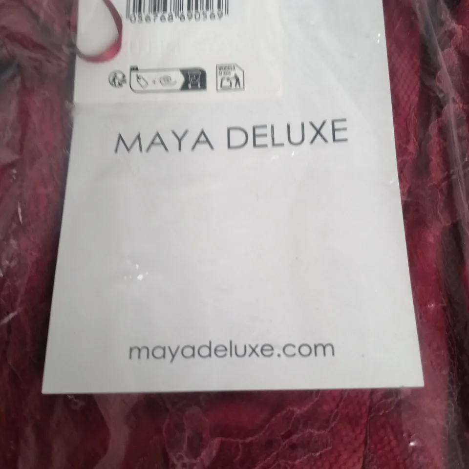 MAYA DELUXE LONG SLEEVE ROUND NECK MAXI DRESS WITH RUFFLE SKIRT – RED