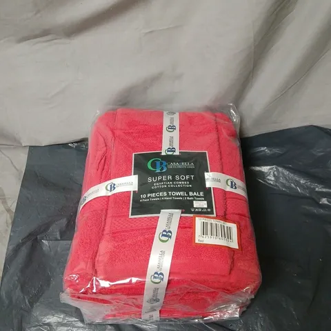 CASA BELLA SUPER SOFT EGYPTIAN COMBED COTTON 10 PIECE RED TOWEL SET