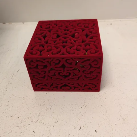 GOLD-TONE BRACELET WITH PINK STONES IN RED VELVET JEWELLERY BOX (BOXED)