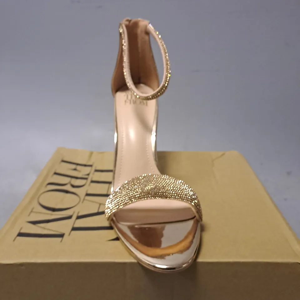 BOXED WHERES THAT FROM ROSE GOLD HIGH HEELS - UK 7