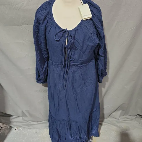 NOBODYS CHILD ADLEY MIDI DRESS PLAIN IN BLUE - UK 10