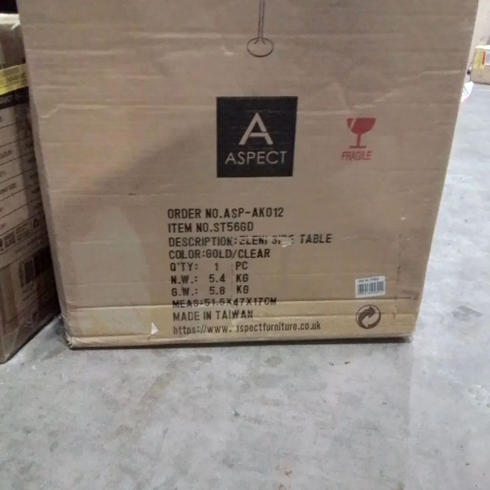 BOXED TERRENCE SIDE TABLE GOLD/CLEAR