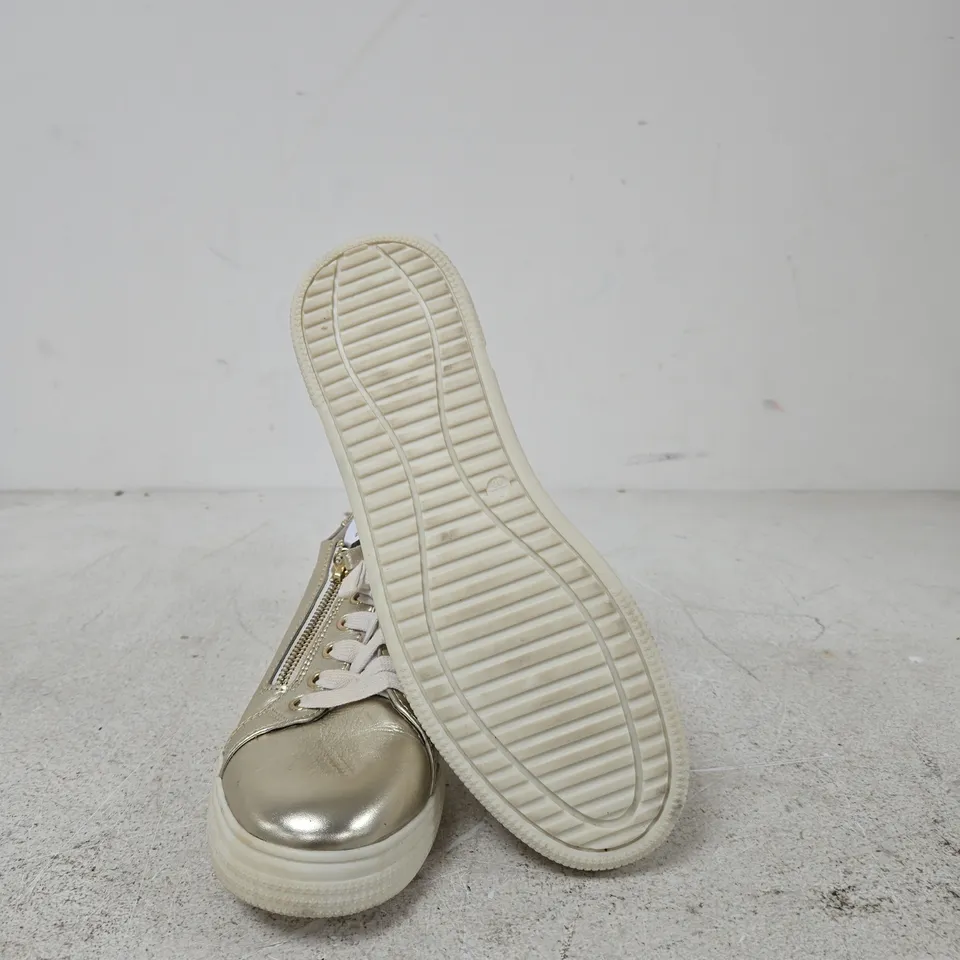 HUSH PUPPIES GOLD METALLIC TRAINERS – WOMEN'S CASUAL SNEAKERS WITH SIDE ZIP UK SIZE 7