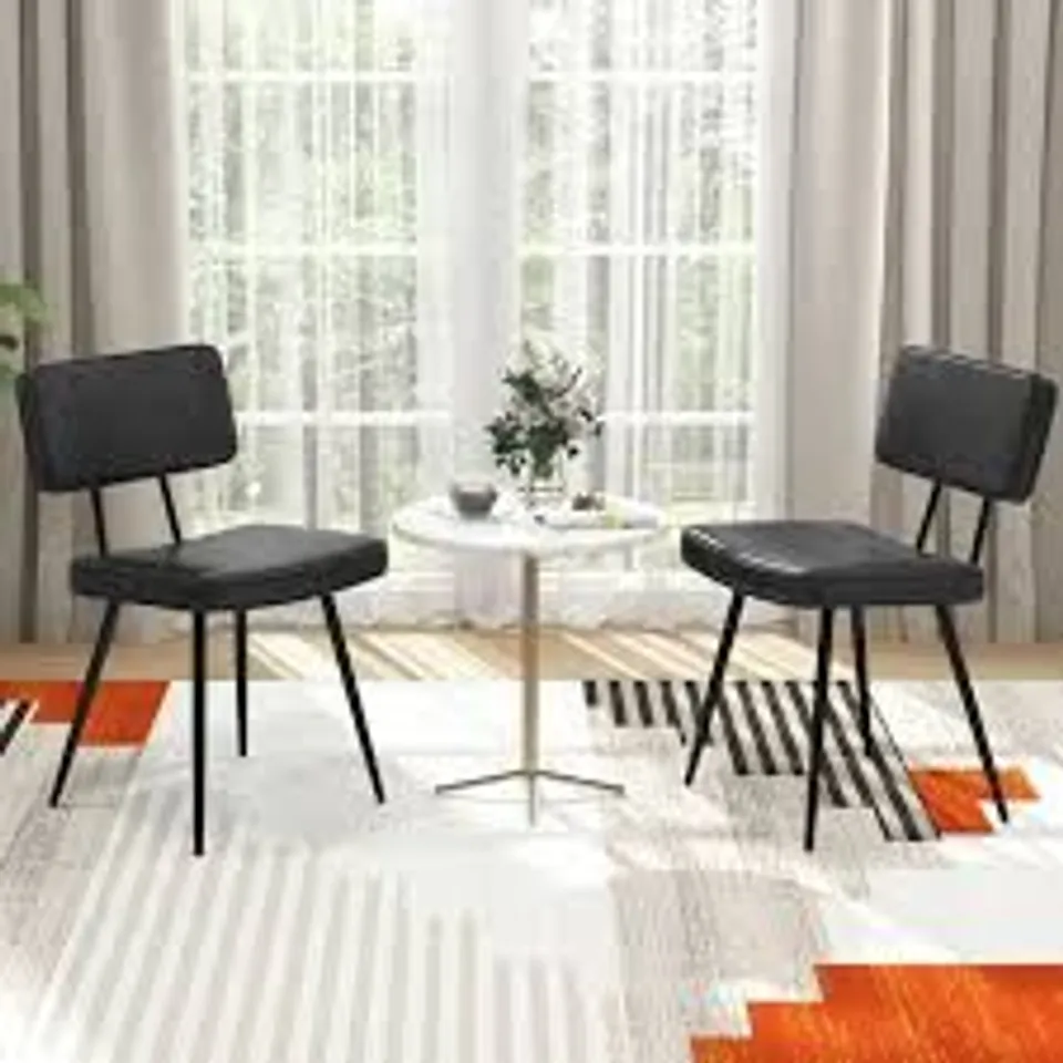 BOXED KITCHEN FAUX LEATHER UPHOLSTERED DINING CHAIR SET OF 2