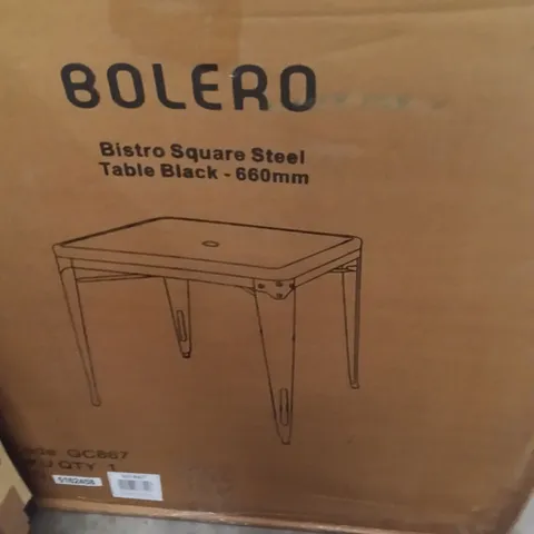 BOLERO BISTRO SQUARE STEEL TABLE BLACK 660 MM (1 BOX)