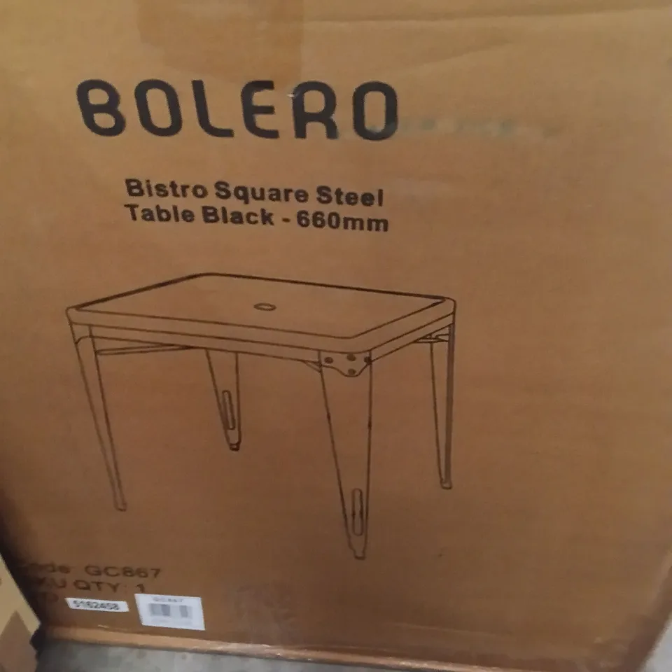 BOLERO BISTRO SQUARE STEEL TABLE BLACK 660 MM (1 BOX)
