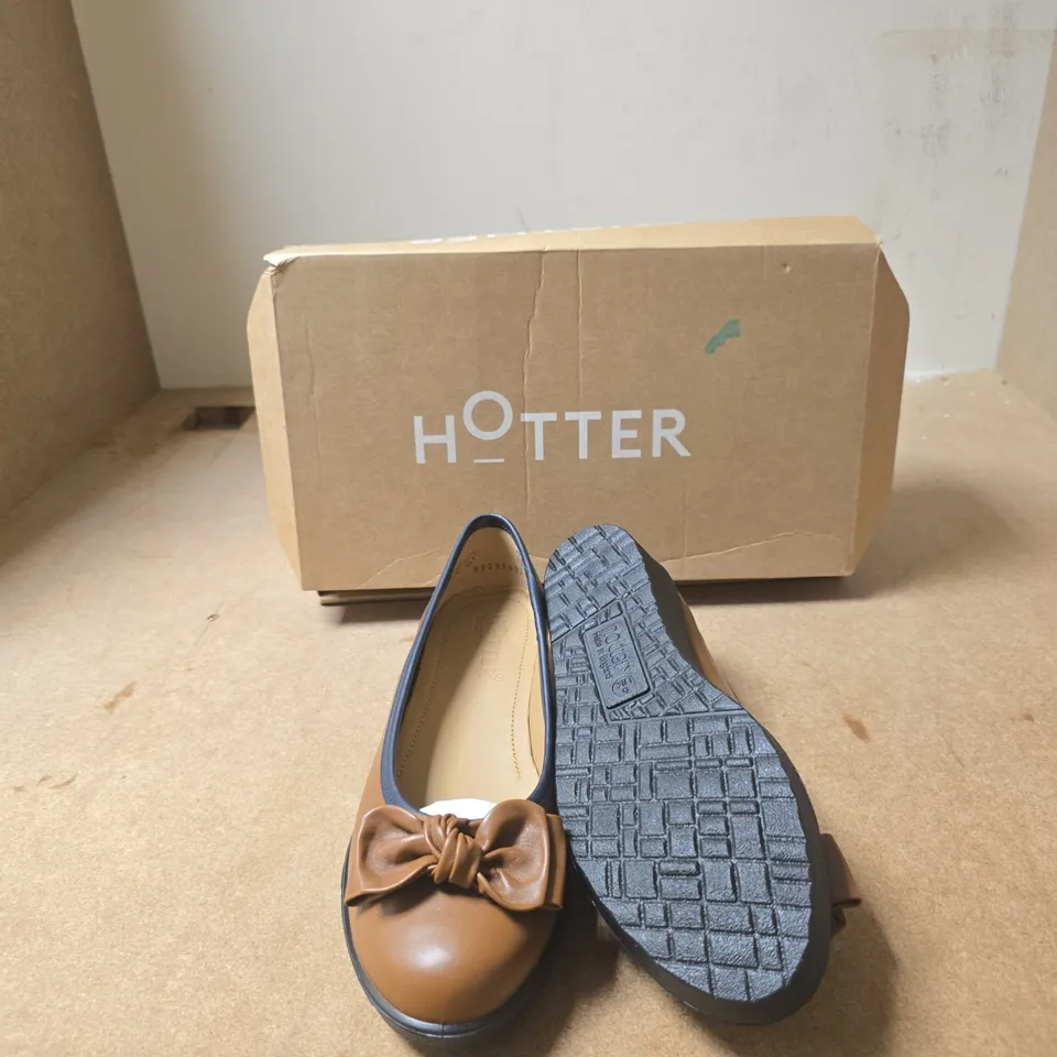 HOTTER WOMEN'S BROWN BOW BALLET FLATS – UK SIZE 6 