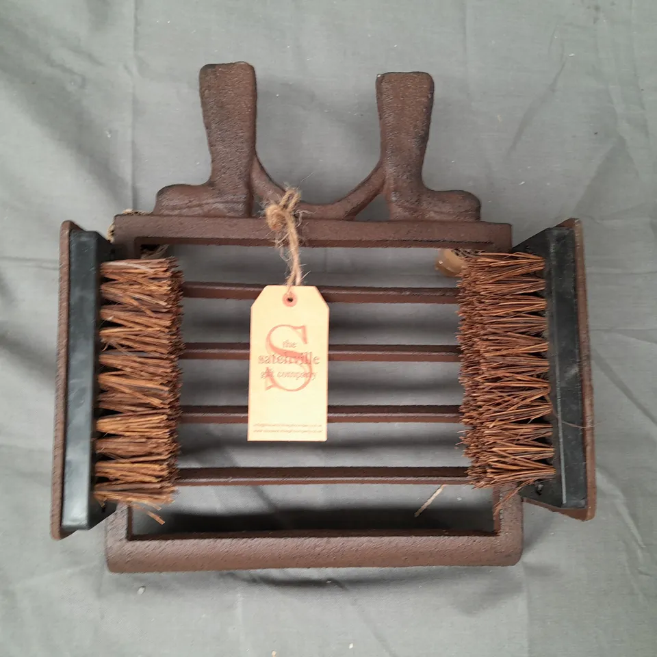 BOXED SATCHVILLE CAST IRON BOOT BRUSH RACK