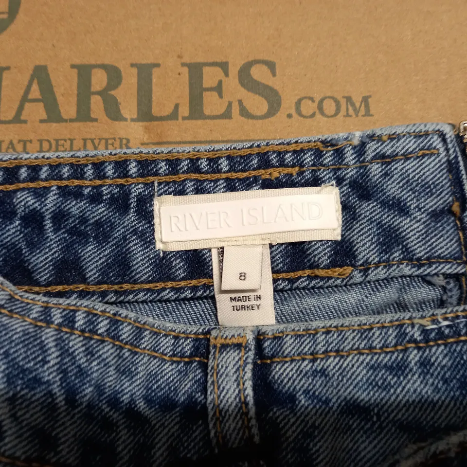 RIVER ISLAND DESIGNER DENIM SHORTS - SIZE 8