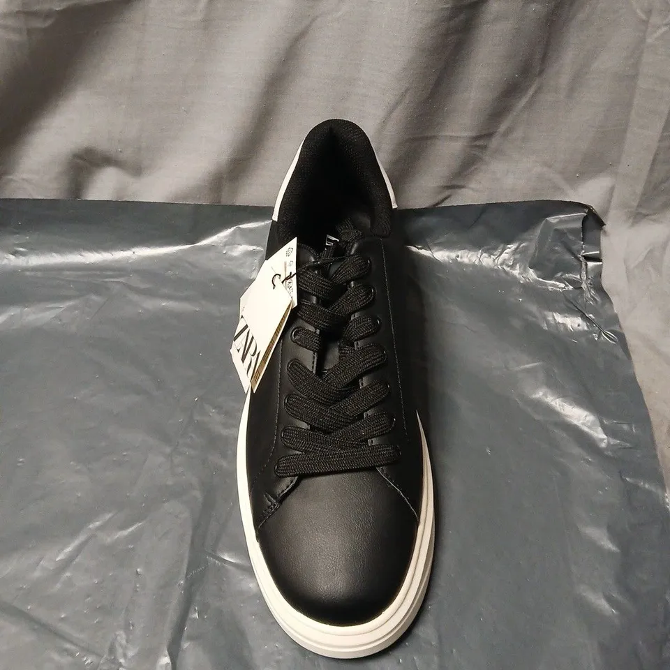 ZARA BLACK LEATHER SNEAKERS – UK 12. UNBOXED