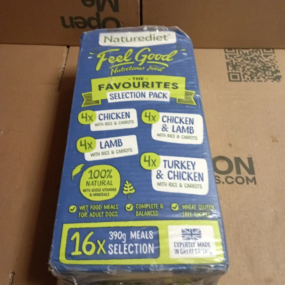 NATUREDIET FEEL GOOD THE FAVOURITES SELECTION PACK – 16 X 390G DOG MEALS