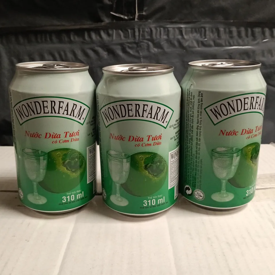 24-CAN PACKS OF WONDERFARM 310ML YOUNG COCONUT WATERS