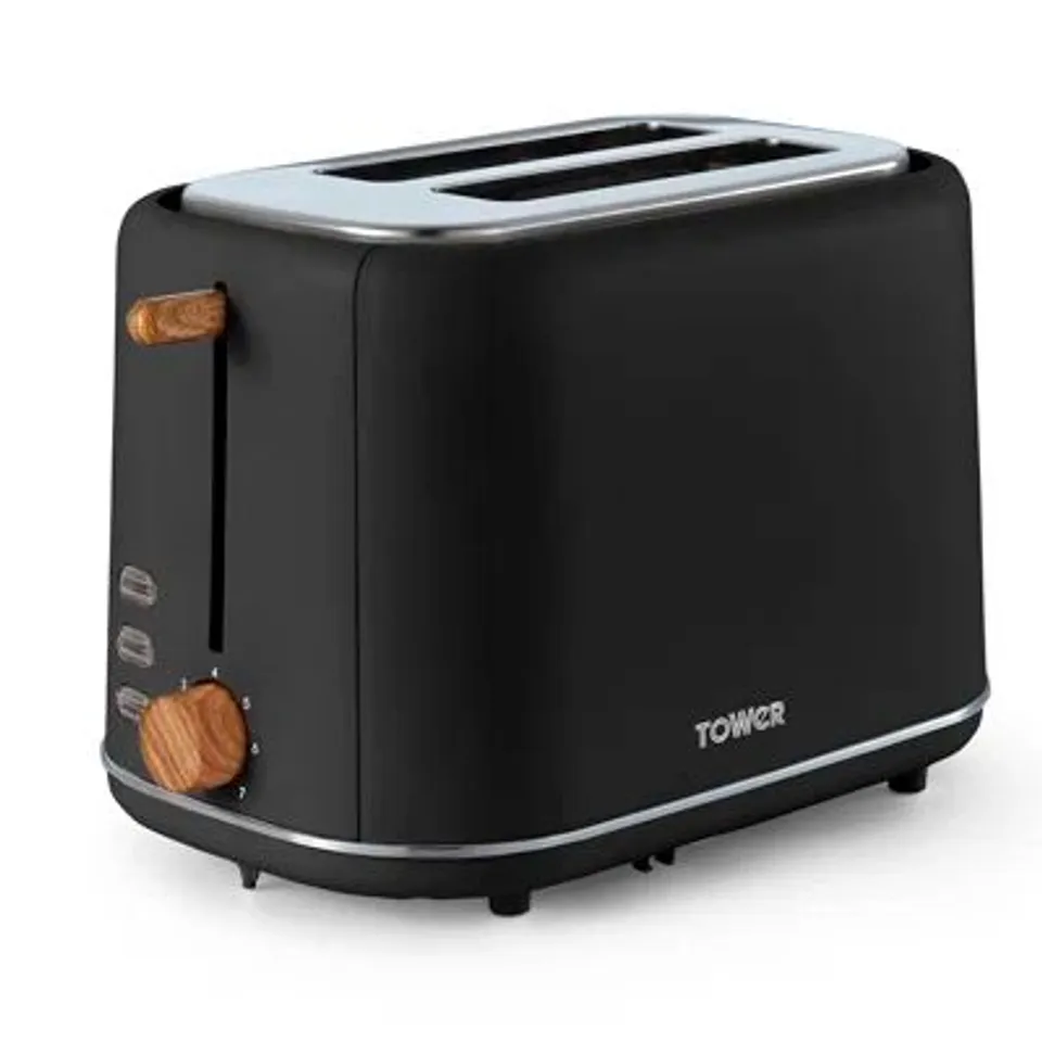 BOXED TOWER SCANDI 2 SLICE TOASTER WITH ADJUSTABLE BROWNING CONTROL, CENTRING FUNCTION, 800W