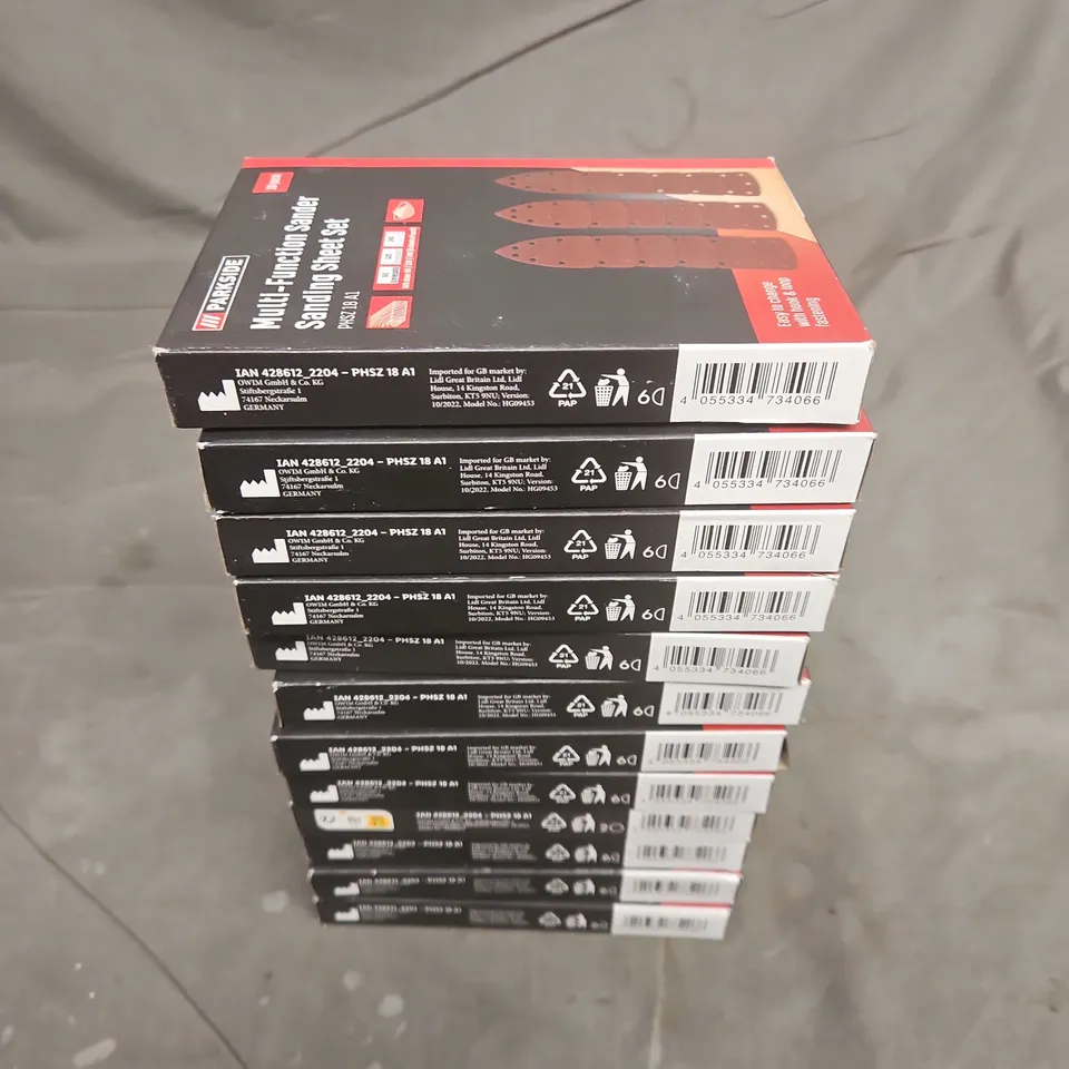 12 BOXED PARKSIDE MULTI-FUNCTION SANDER SANDING SHEET SETS (18 PACK)