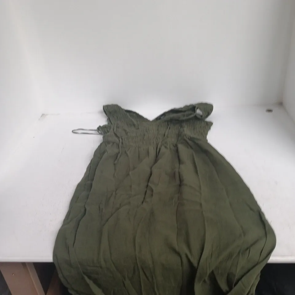 NOBODY'S CHILD OLIVE GREEN SMOCKED DRESS – UK 18