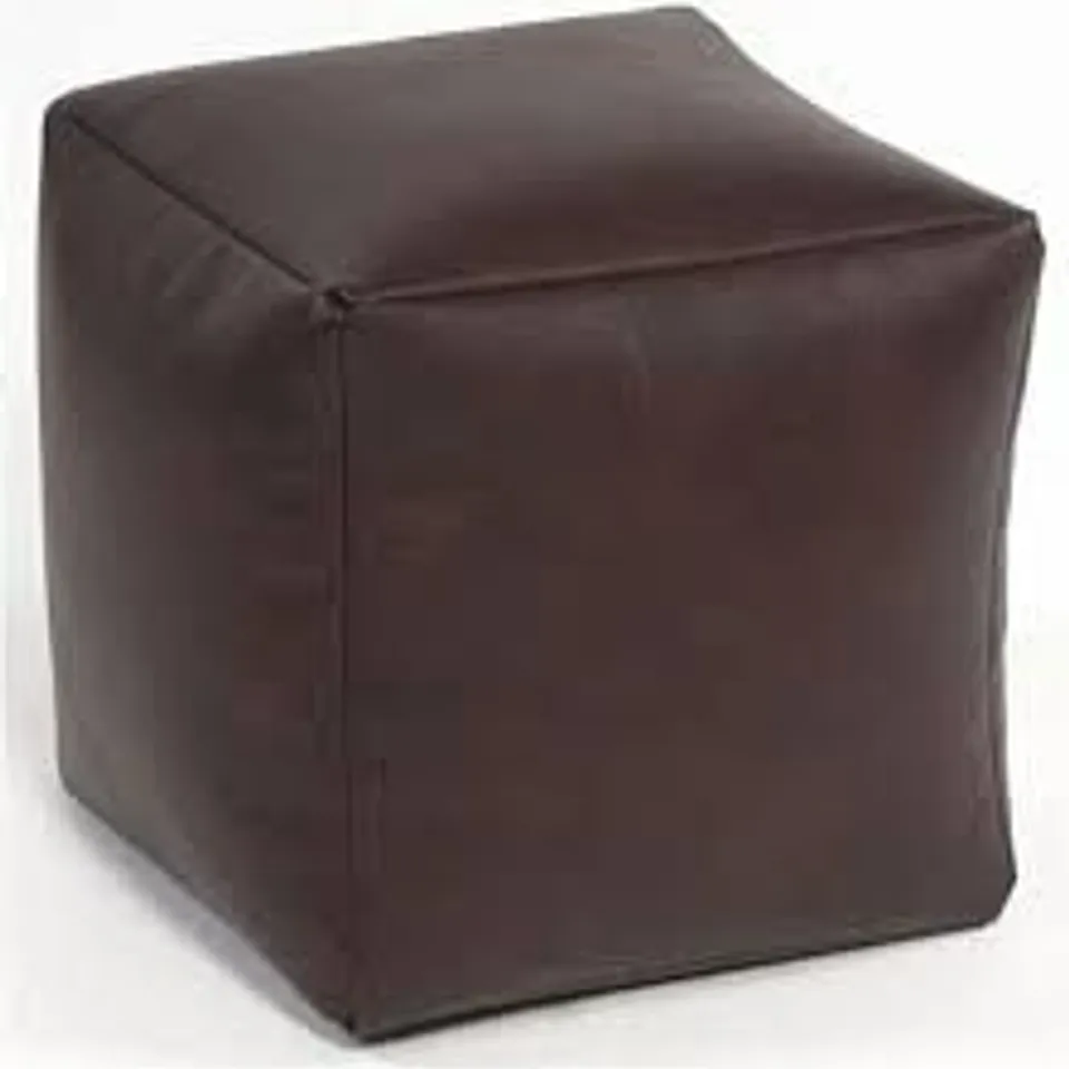 BOXED 40CM WIDE FAUX LEATHER SQUARE POUFF