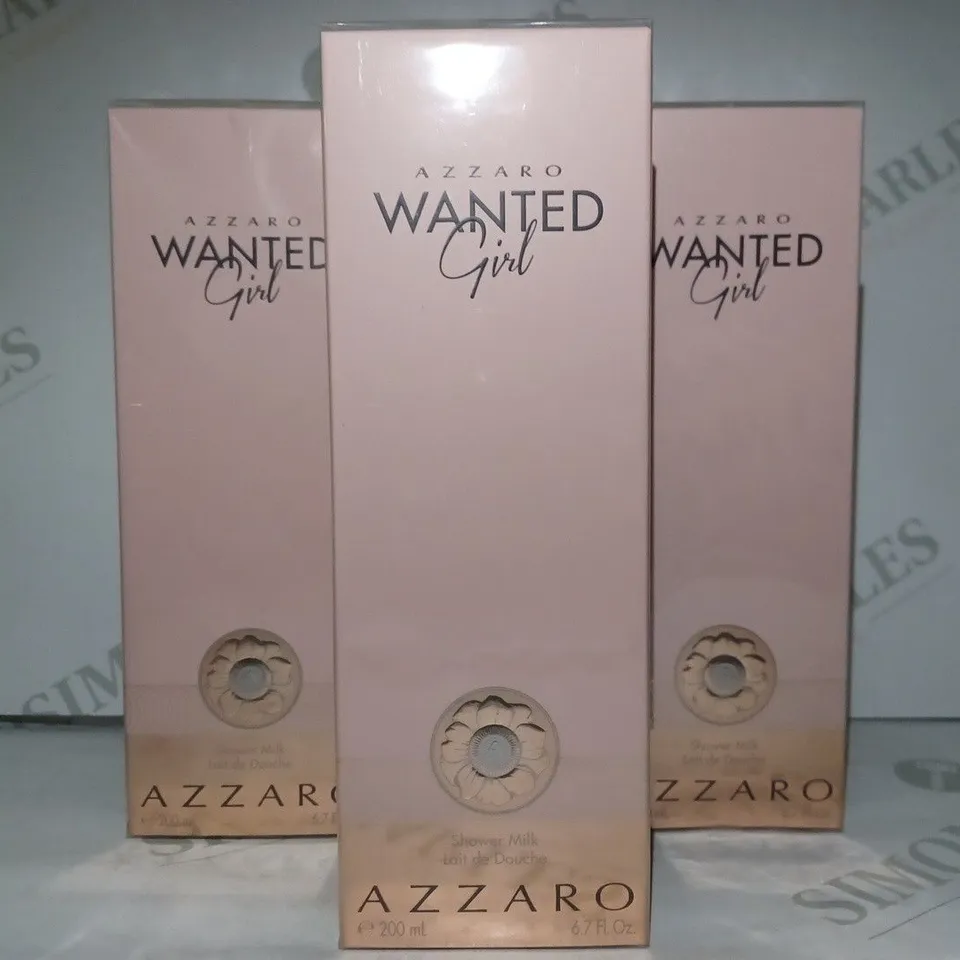 LOT OF 5 X 200ML AZZARO WANTED GIRL SHOWER MILK