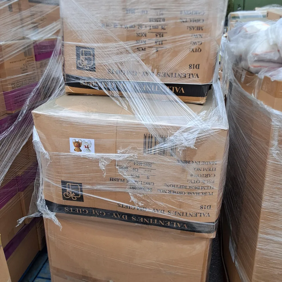 PALLET CONTAINING APPROXIMATELY 40 BRAND NEW WITH LOVE VALENTINES PLUSHY BEARS - ASSORTED COLOURS 