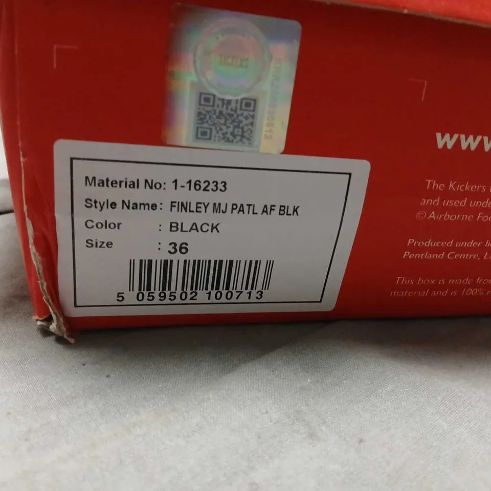 KICKERS FINLEY MJ PATENT BLACK MARY JANE SHOES – UK 3.5 (EU 36)