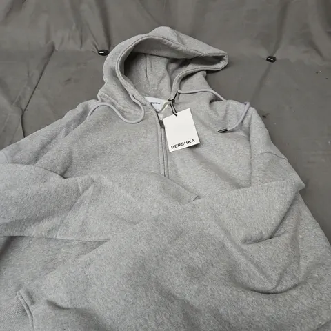 BERSHKA GREY ZIP HOODIE – SIZE L