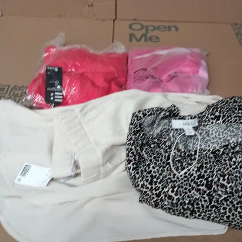 APPROXIMATELY 30 ASSORTED CLOTHING ITEMS IN VARIOUS SIZES, STYLES & COLOURS TO INCLUDE BRANDS SUCH AS F&F, M&S, DIVIDED, ETC - COLLECTION ONLY