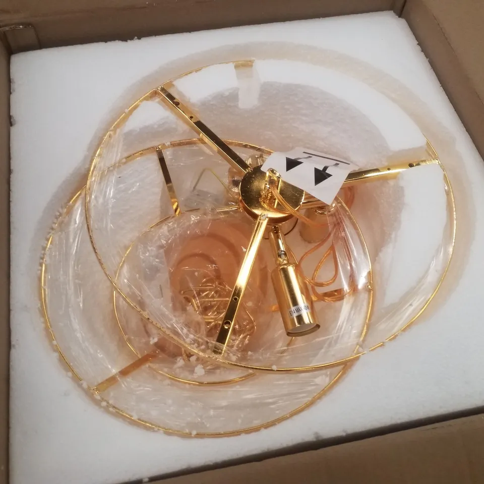 BOXED 1-LIGHT GOLD CEILING CHANDELIER