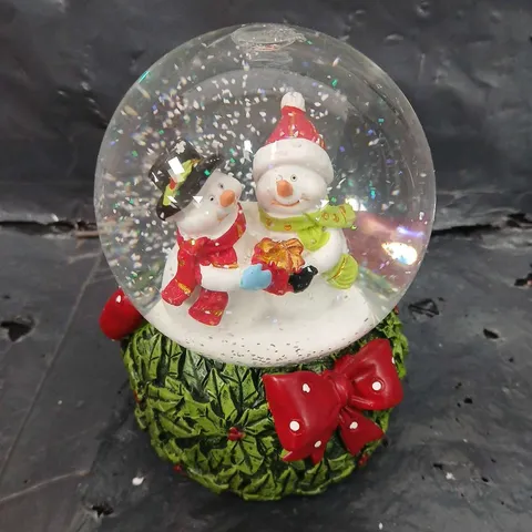 BOXED MR & MRS SNOWMAN LED MUSICAL SNOWGLOBE 