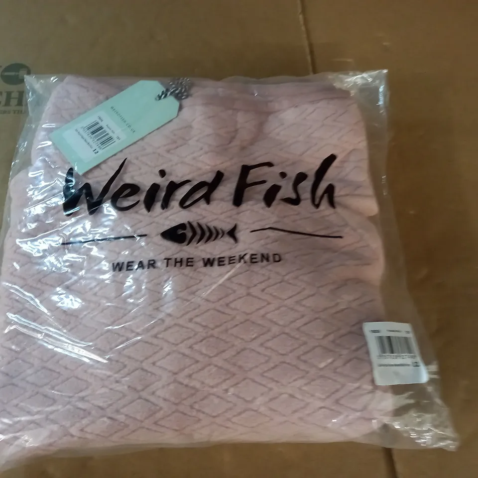 BAGGED WEIRDFISH SALLCA RECYCLED PULL OVER DIAMOND MICRO FLEECE IN POWDER PINK - 12