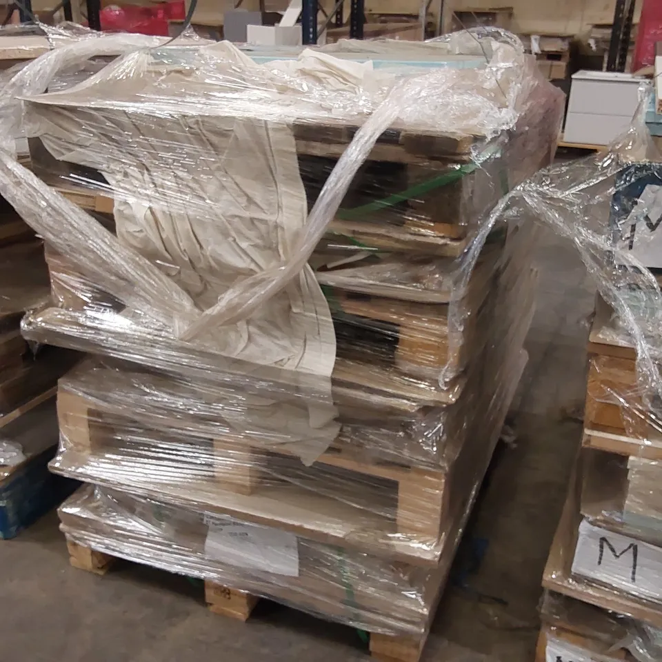 PALLET OF APPROXIMATELY 40 BRAND NEW IVORY CREAM GLOSS KITCHENS/BEDROOM REPLACEMENT CABINET DOOR/DRAWER/END PANELS IN ASSORTED SIZES TO INCLUDE;