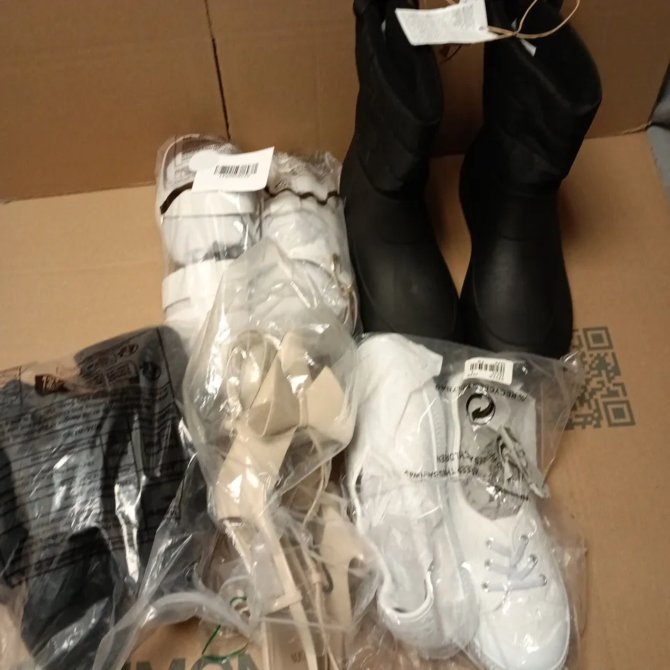 APPROXIMATELY 15 ASSORTED PAIRS OF SHOES AND FOOTWEAR ITEMS IN VARIOUS STYLES AND SIZES TO INCLUDE QUENCHA, ZARA, M&S, ETC