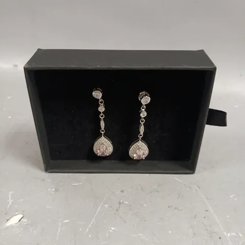 INFINITY DIAMOND JEWELLERY PINK STONE DROP EARRINGS 