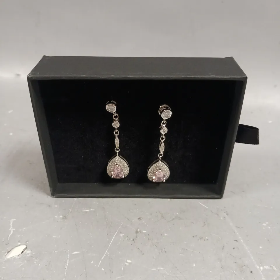 INFINITY DIAMOND JEWELLERY PINK STONE DROP EARRINGS 