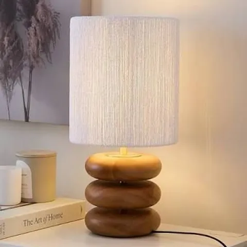 BOXED WOODEN STACKED TABLE LAMP