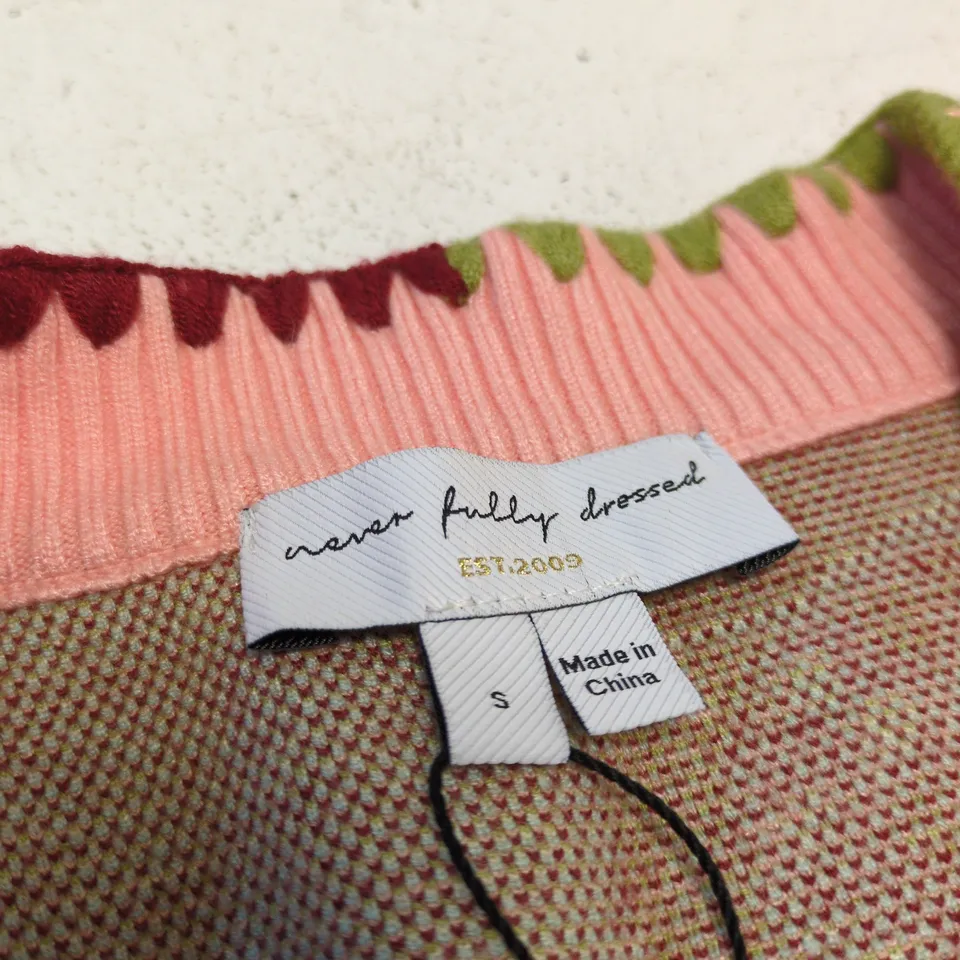 NEVER FULLY DRESSED PINK CARDIGAN, WOMEN'S SIZE S – MADE IN CHINA
