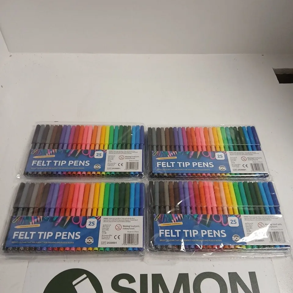 FELT TIP PENS – 25 COLOURS, 4 PACKS