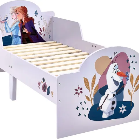 BOXED DISNEY FROZEN TODDLER BED: STURDY ENGINEERED WOOD CONSTRUCTION - PURPLE (1 BOX)