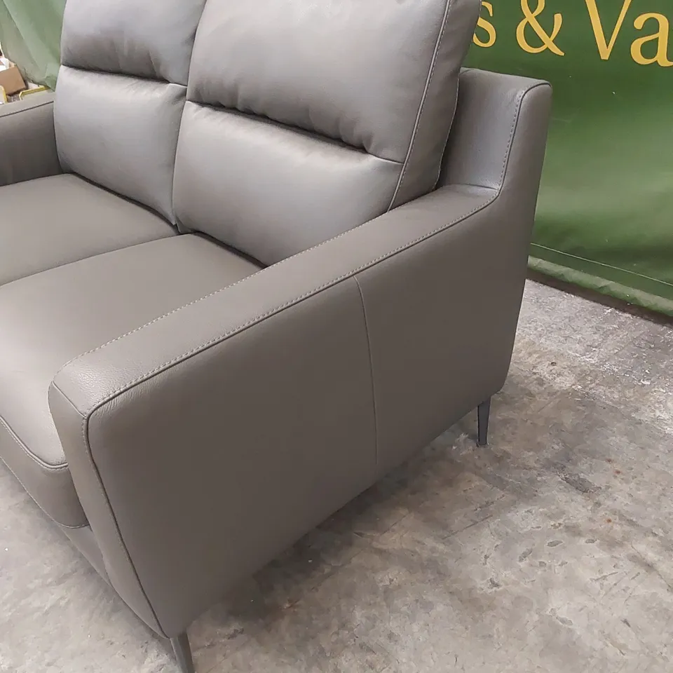 QUALITY DESIGNER ITALIAN MADE ALESSANDRO 2 SEATER SOFA IN GREY ANTHRACITE LEATHER