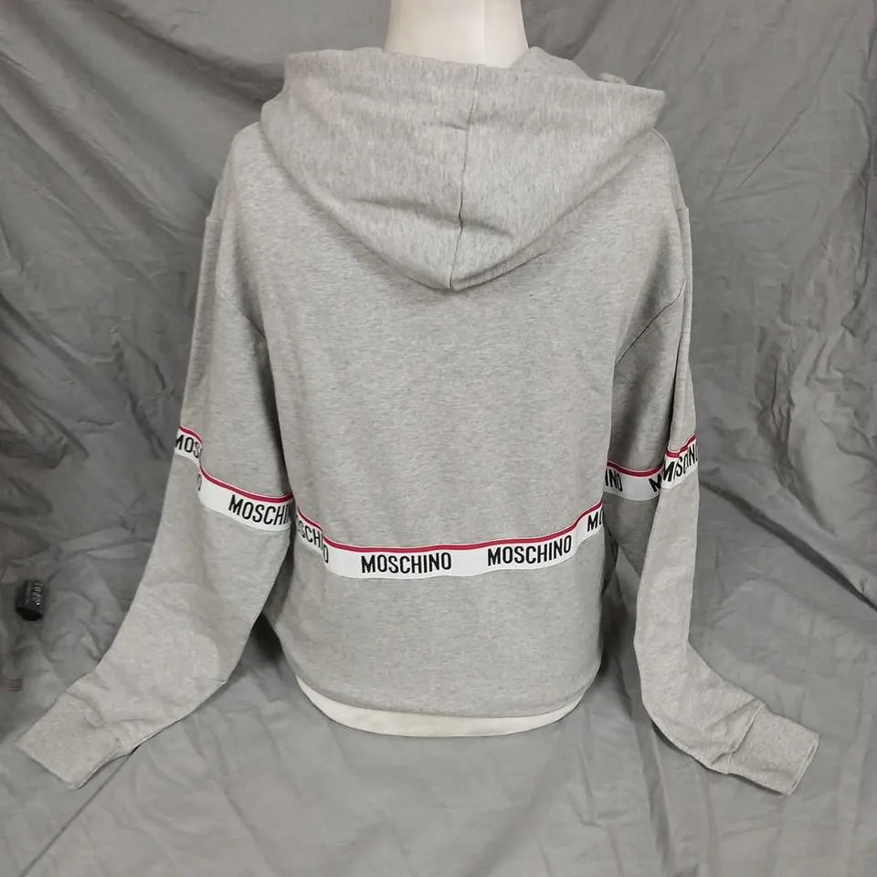 MOSCHINO HOODIE SWEATSHIRT – GREY, UK SIZE S 