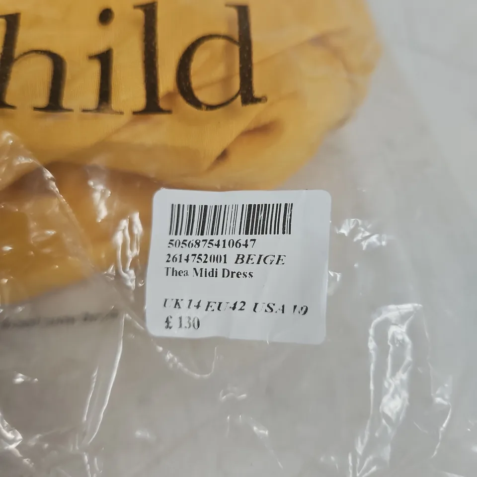 NOBODY'S CHILD THEA MIDI DRESS – BEIGE, UK14 (EU42, US10)