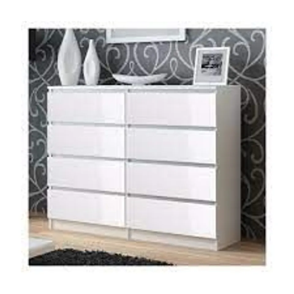 BOXED NARVIK 8 DRAWER CHEST 104CM DRESSER (2 BOXES)