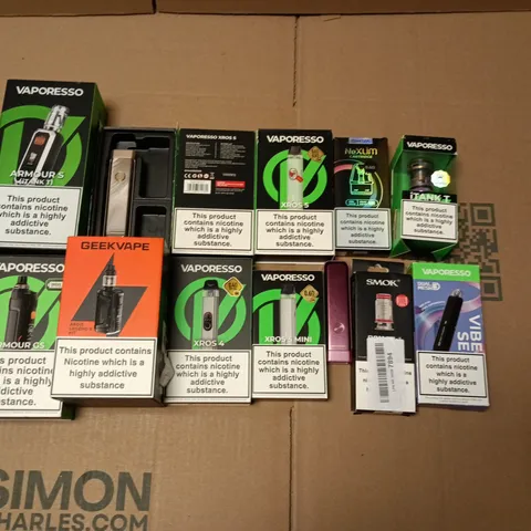 LOT OF APPROXIMATELY 30 ASSORTED VAPING ITEMS TO INCLUDE VAPORESSO, GEEKVAPE AND SMOK