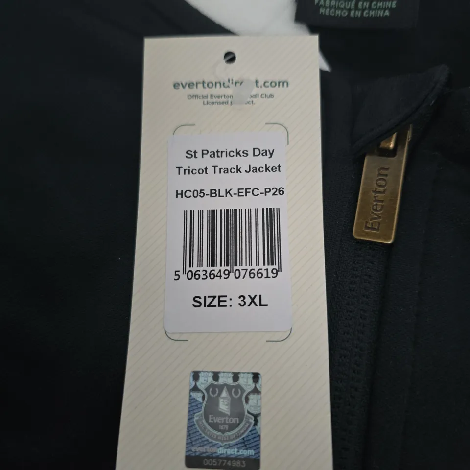 EVERTON ST PATRICK'S DAY TRICOT TRACK JACKET – BLACK, UK SIZE 3XL