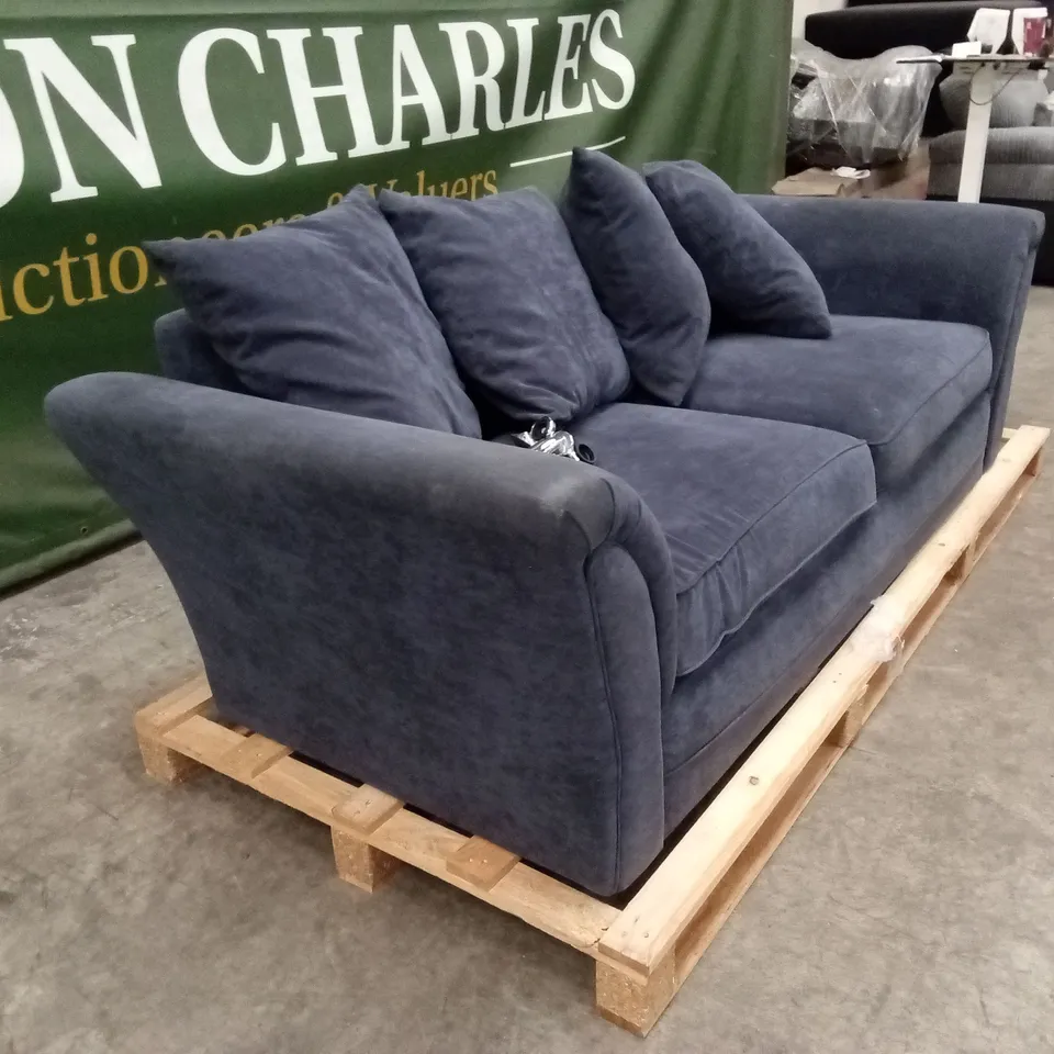 DURY FABRIC 3 SEATER SCATTER BACK SOFA - BLUE RRP £499