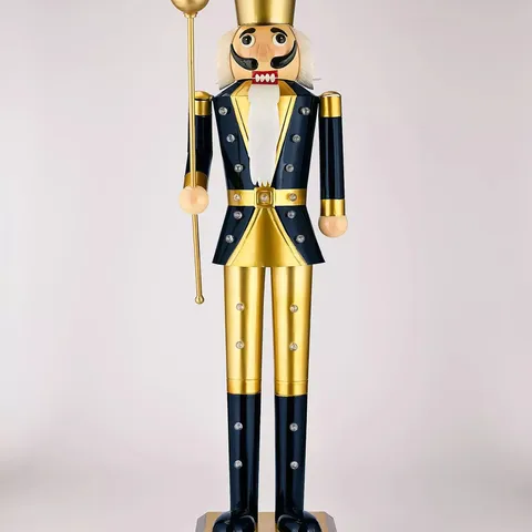 BOXED THREE KINGS IN-LIT GIANT NUTCRACKER NAVY & GOLD - COLLECTION ONLY