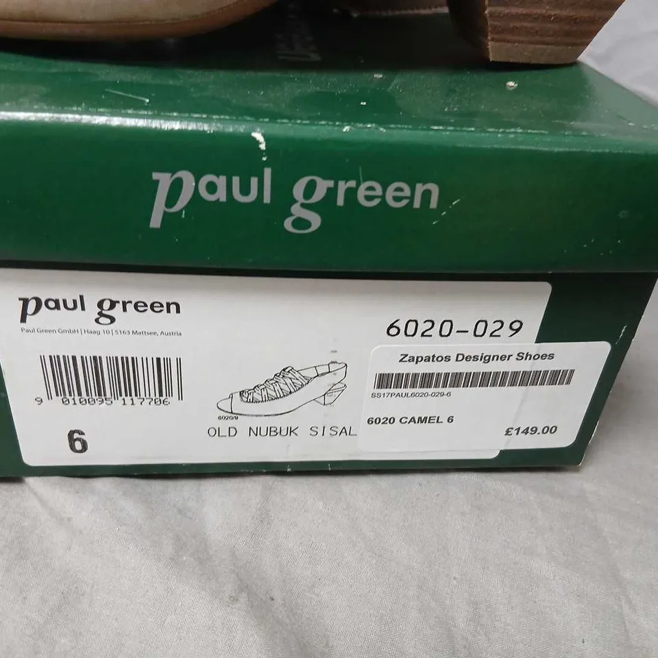 PAUL GREEN CAMEL NUBUK SANDALS – WOMEN'S WOVEN STRAPS, UK 6