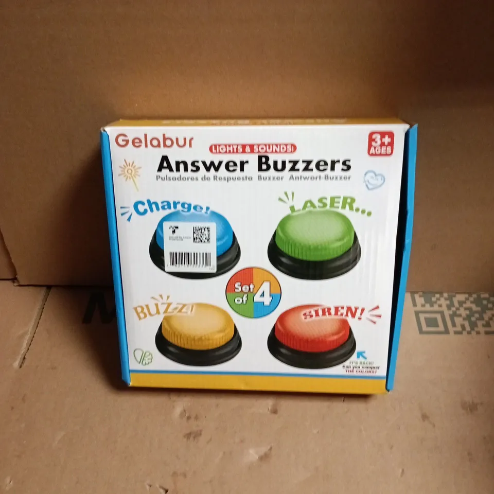 GELABUR ANSWER BUZZERS - SET OF 4, LIGHTS & SOUND, BOXED
