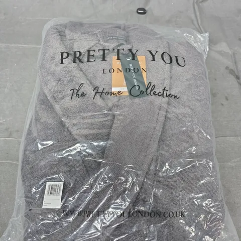 PRETTY YOU LONDON BAMBOO TOWELLING ROBE – S/M – SMOKE GREY – THE HOME COLLECTION