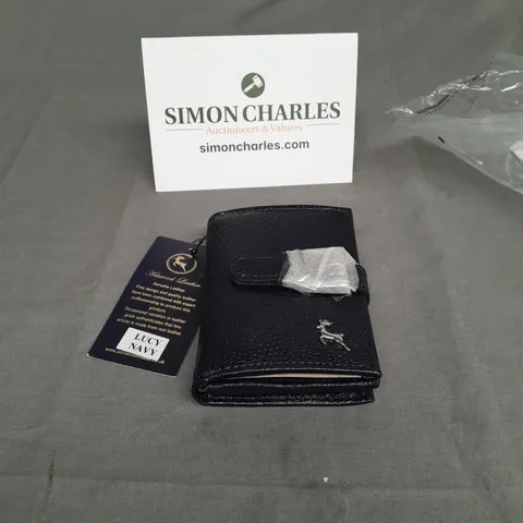 ASHWOOD LEATHER BUCKLED PURSE IN NAVY